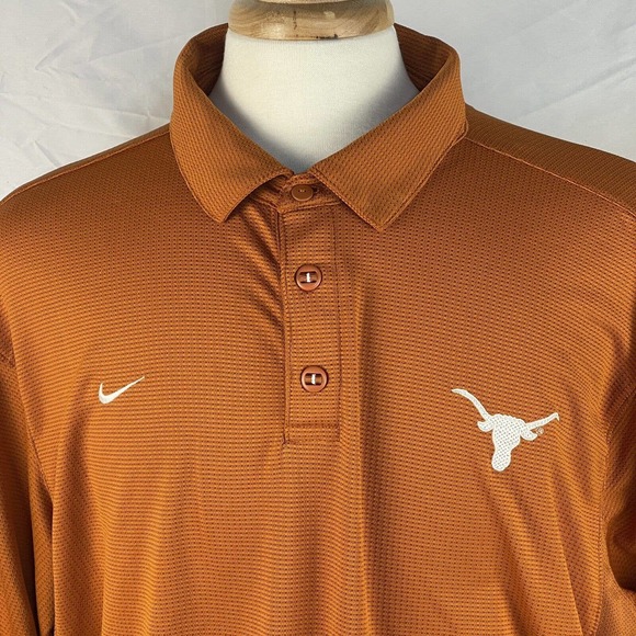 Nike XXL Authentic Texas Longhorns Team Coaches Polo Shirt Hook Em Dri Fit -Mens - Picture 2 of 14